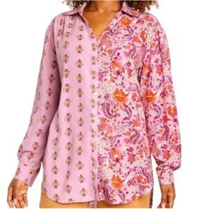 NWT Knox Rose Boho Pattern Cottagecore Floral Spring Vacay Long Sleeve Pink XL